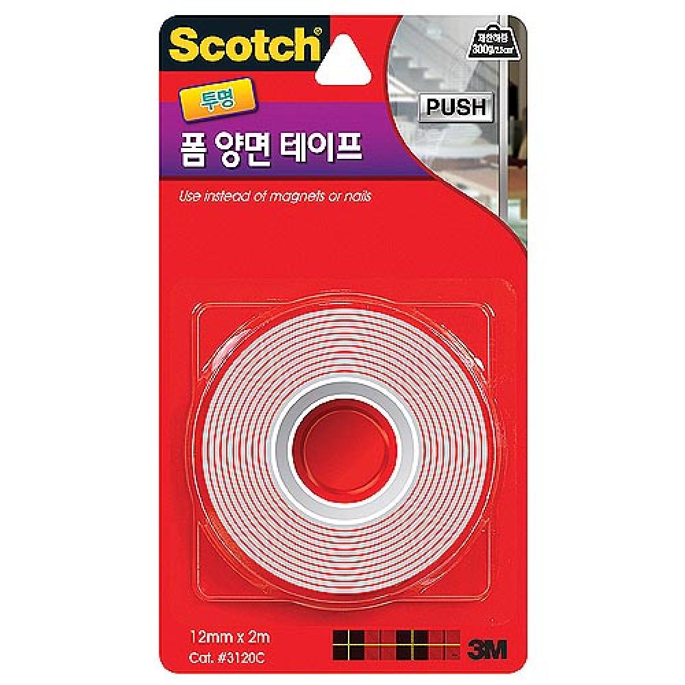 3M 폼양면테이프 3120C 12mm×2m 강력투명  갑 24개입