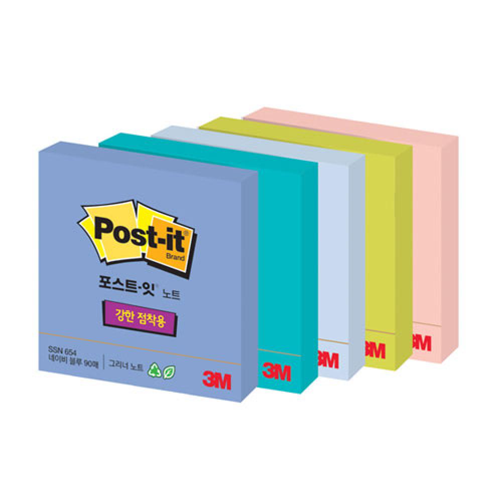 강한점착용 654친 환경 크림블루 76x76mm 갑40개입