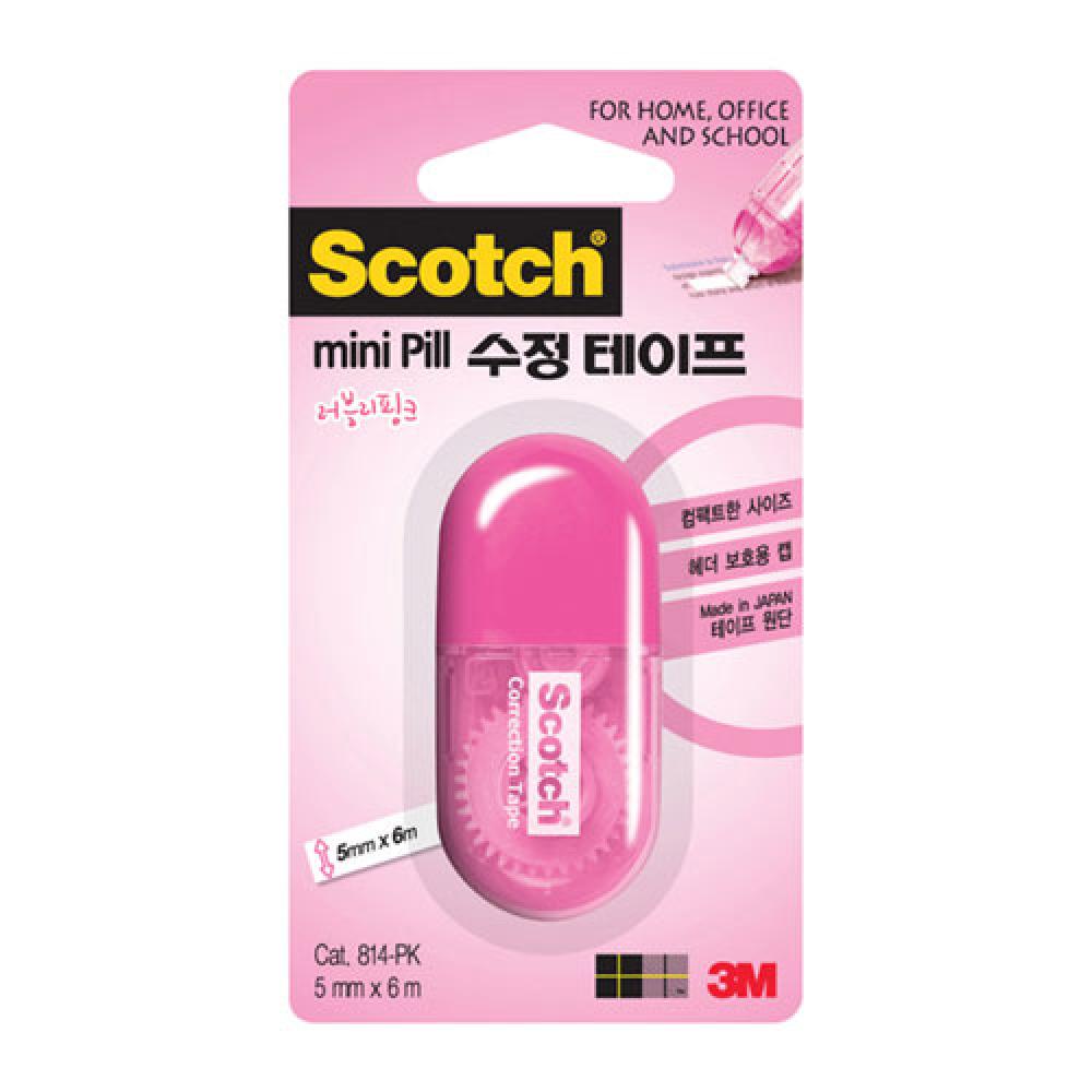 3M 미니필 수정테이프 5mm×6m 핑크  갑 12개입