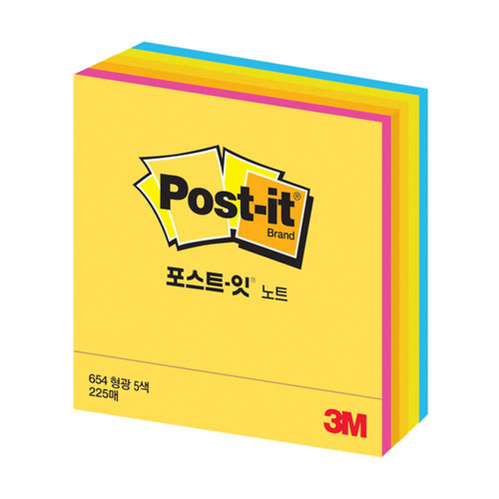 3M 포스트 잇 CU 33 형광 76×76  박스 90개입