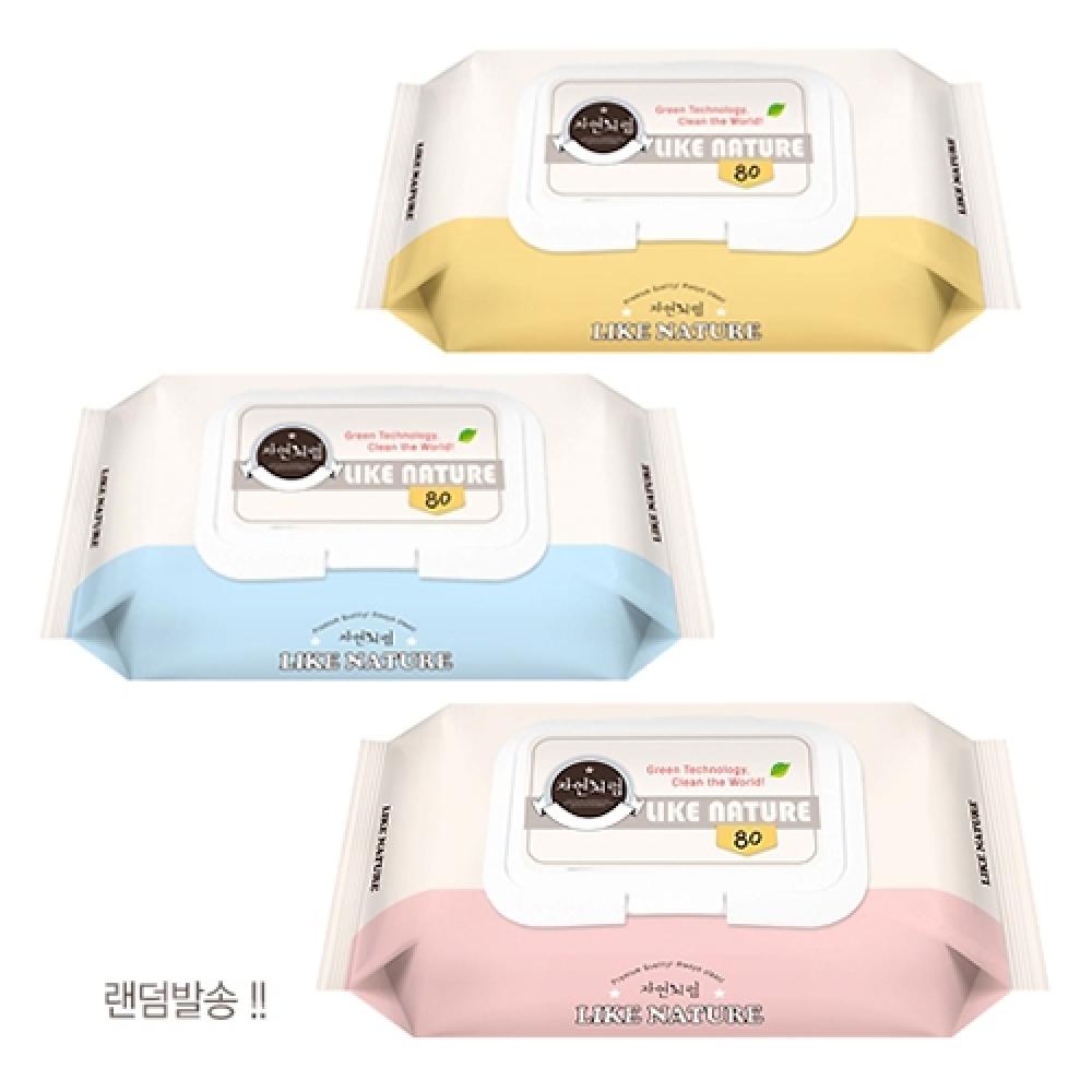 자연처럼 물티슈 80매 캡형  박스 12입
