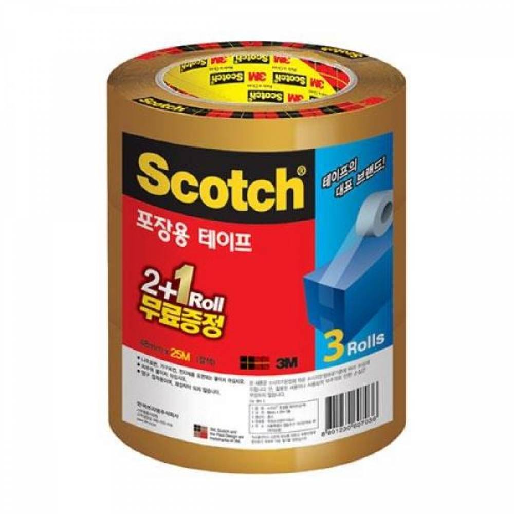 3M 포장 테이프 갈색 48mmx25m 2plus1 36개1박스