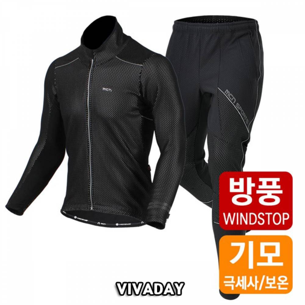 MC-A237 방풍 NO 패드 상하의 세트 블랙