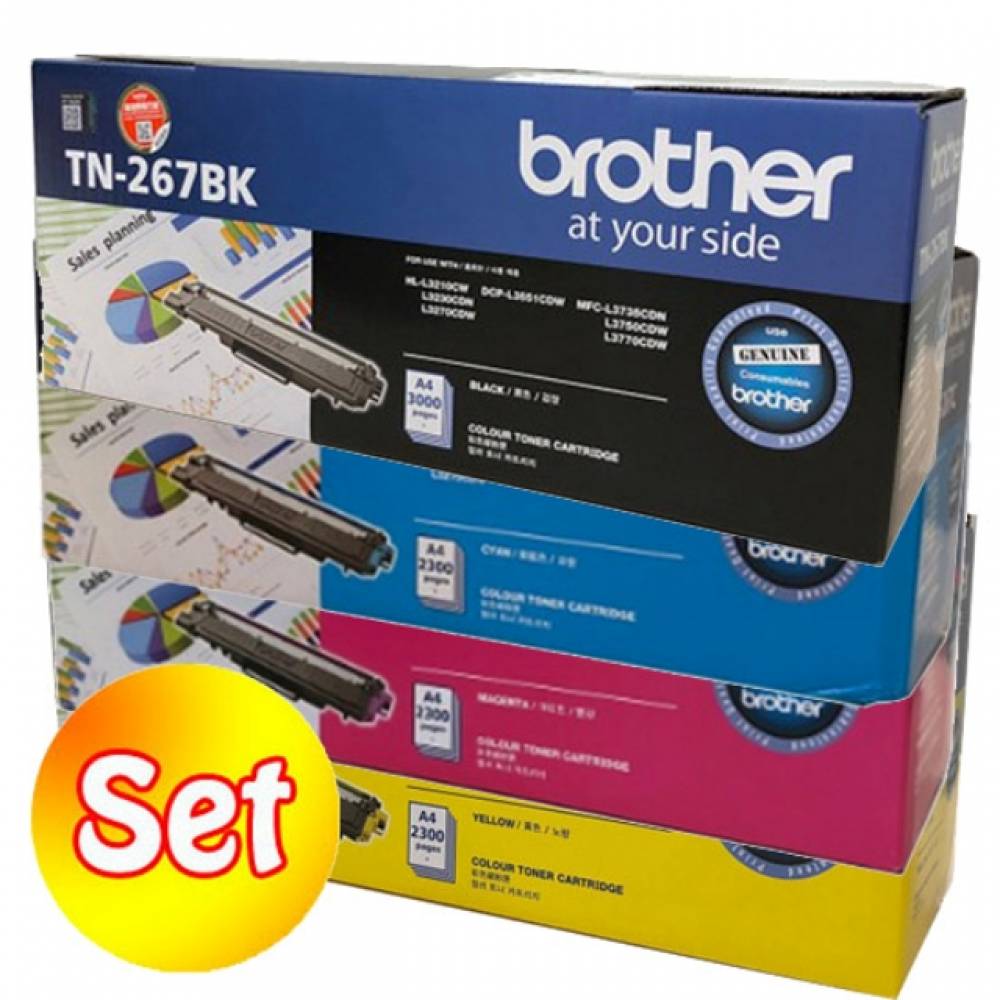 브라더 TN-267 정품토너 4색세트 대용량 MFC-L3750CDW