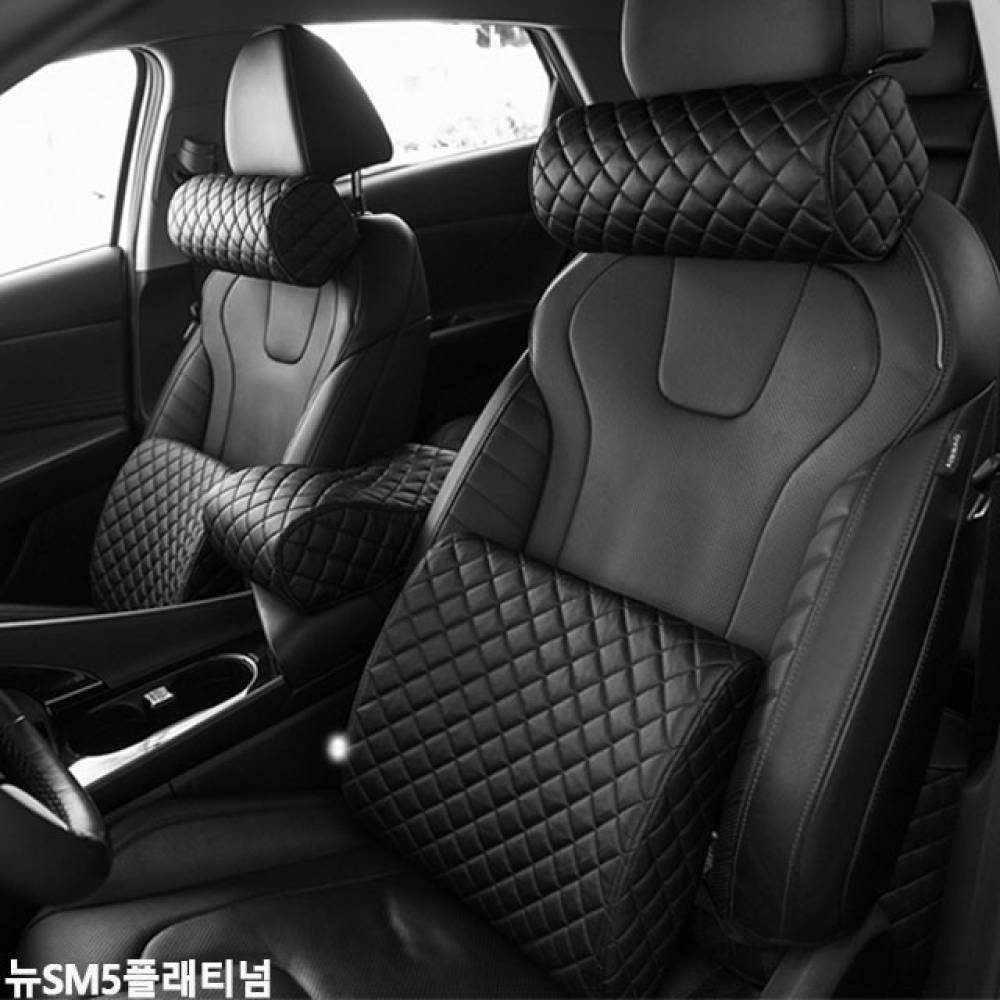 뉴SM5플래티넘 메모리폼 가죽쿠션 자동차쿠션 리무진엠보