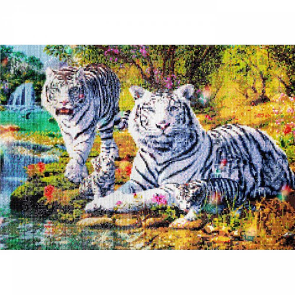백호 패밀리2 (패브릭) 사각큐빅 보석십자수 40x60
