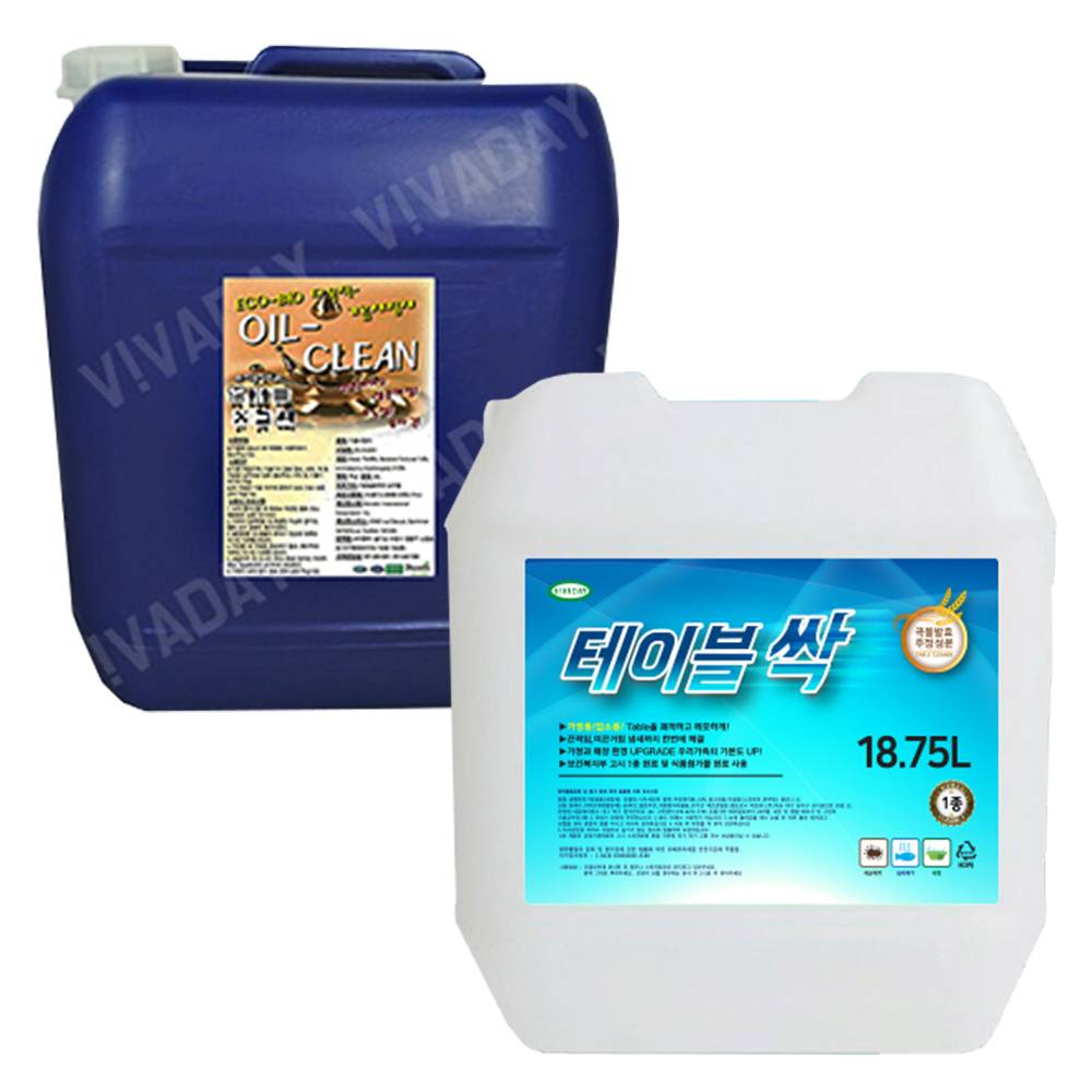 오일크린20L1개테이블싹18.75L1개 기름때싹 끈적이는주방청소 테이블세정제 2차세정이필요없는