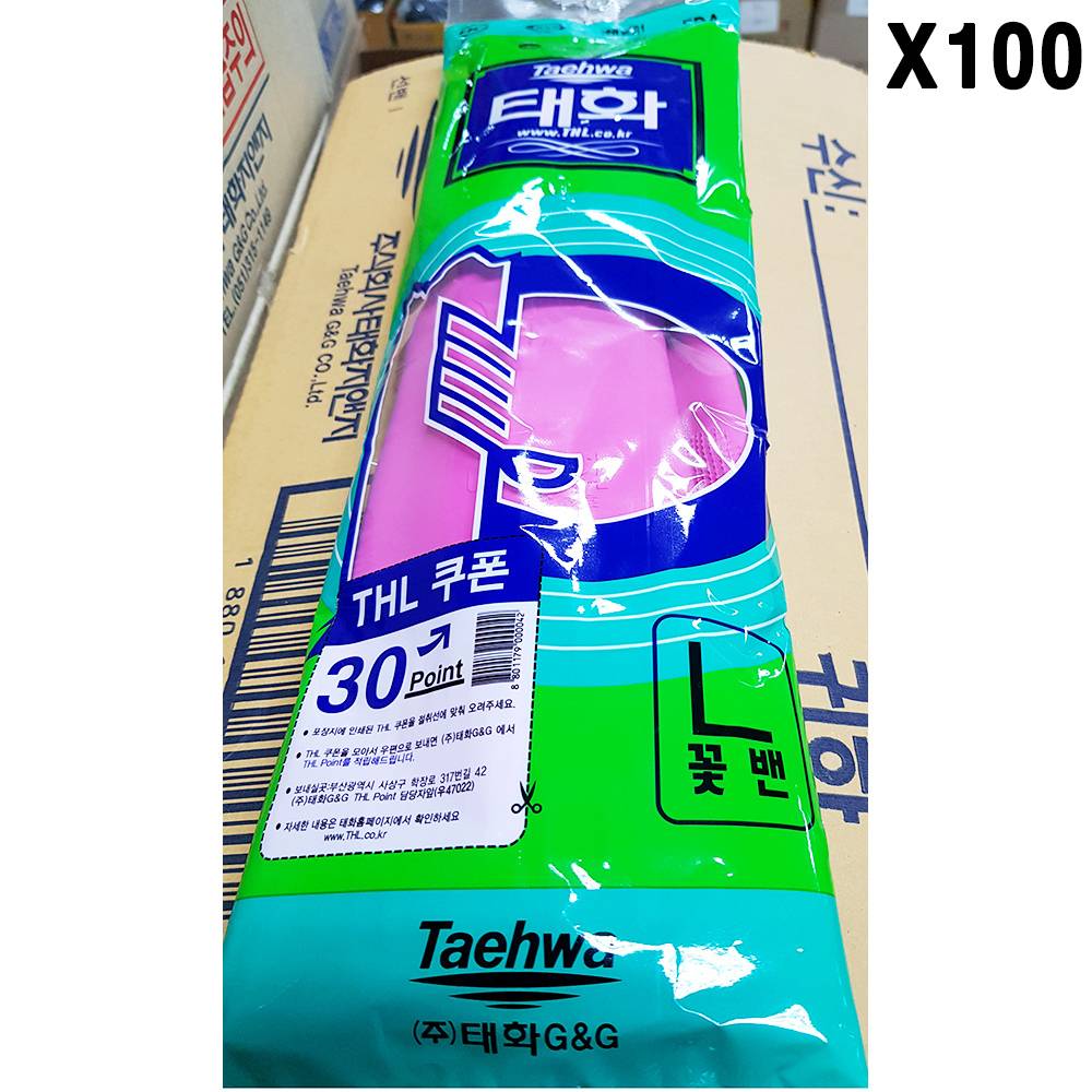 FK 고무장갑(태화 꽃밴 L 핑크)X100개