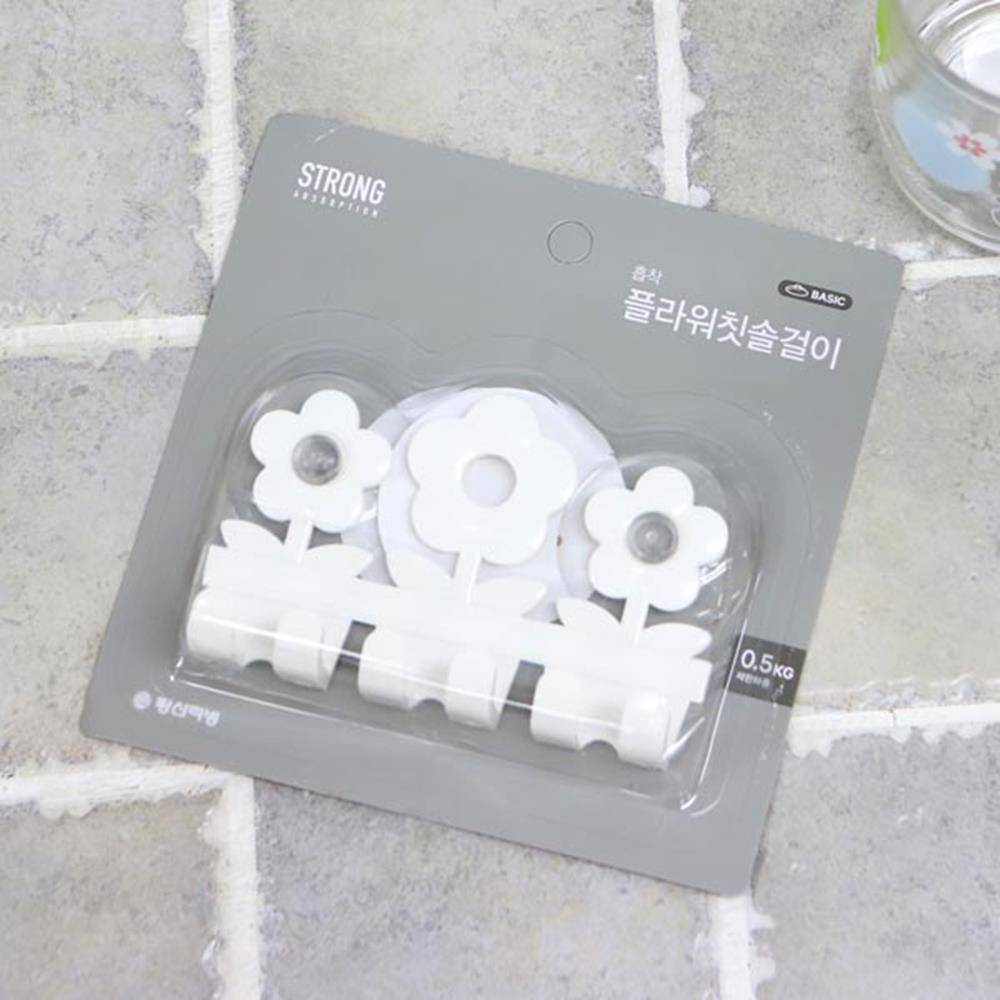 흡착식 화이트 3구 칫솔걸이 x10개 칫솔보관 칫솔통