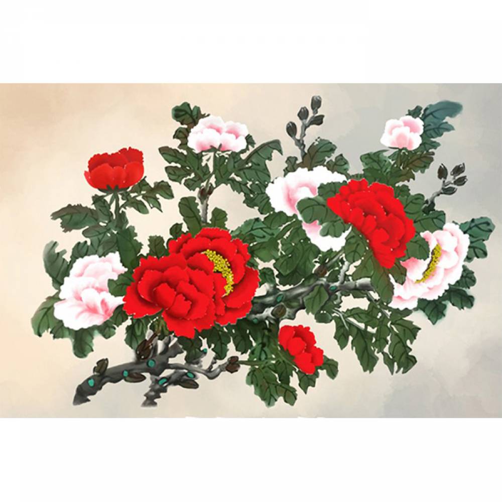 목단 (패브릭) 보석십자수 40x60