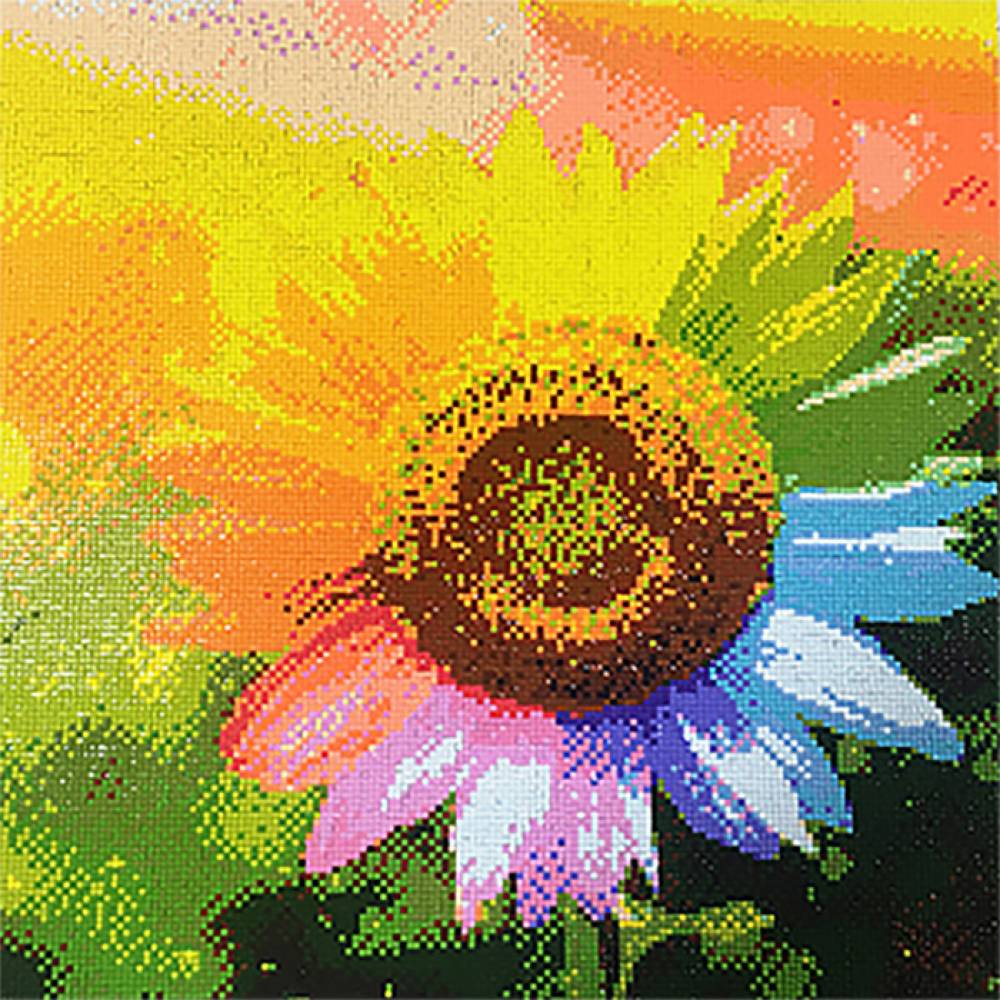무지개 해바라기 (패브릭) 보석십자수 사각 40x40
