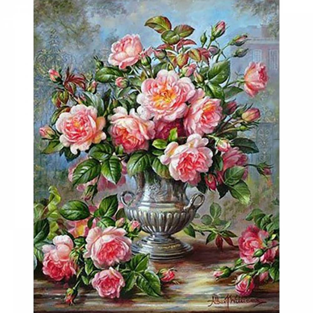 장미꽃 향기 1 (패브릭) 보석십자수 사각 40x50