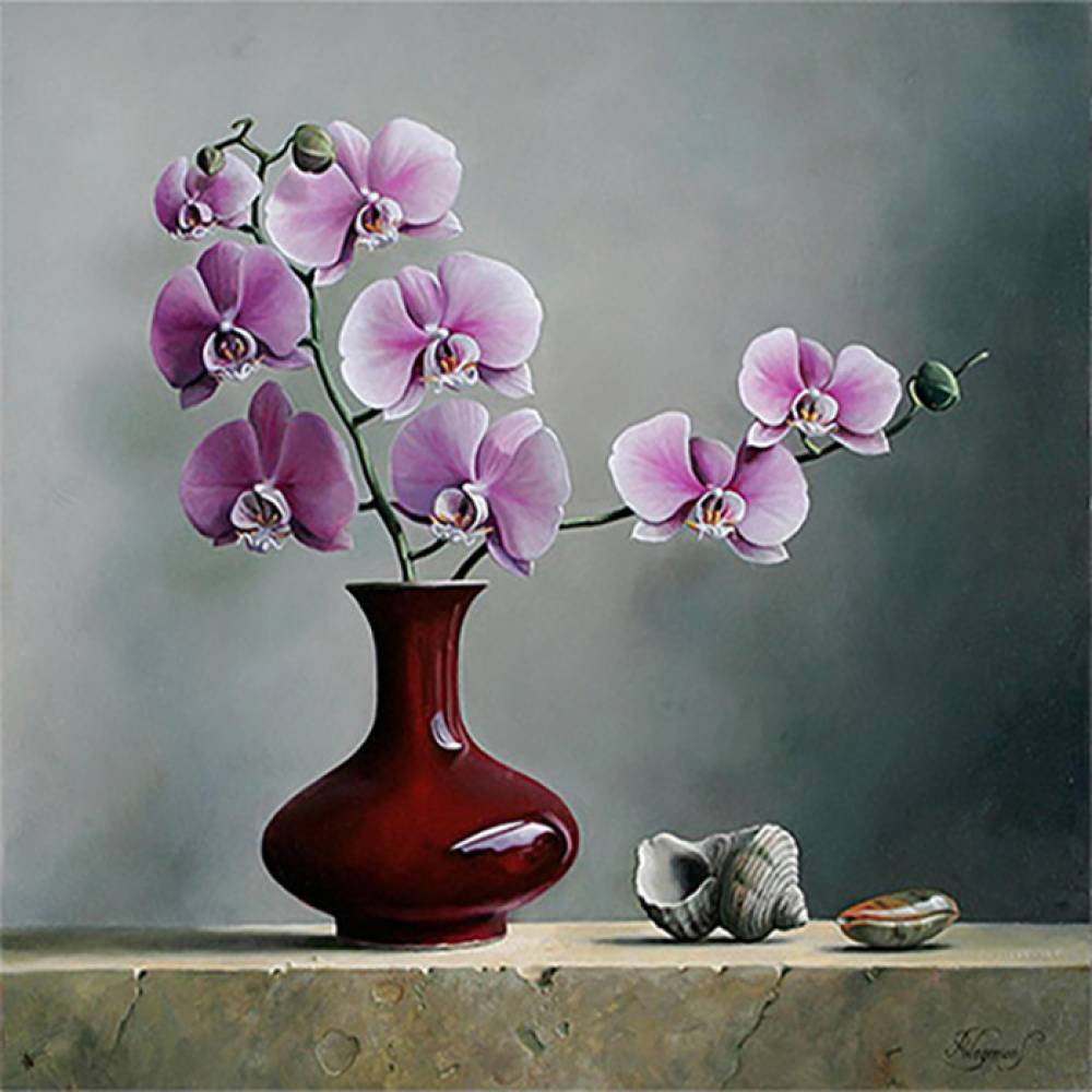 단아한 난초 2 (패브릭) 보석십자수 사각 40x40