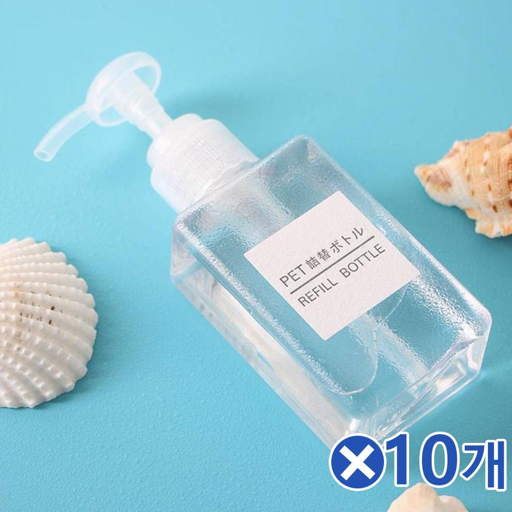 다용도 투명 사각 펌프용기 100mlx10개 주방세제공병