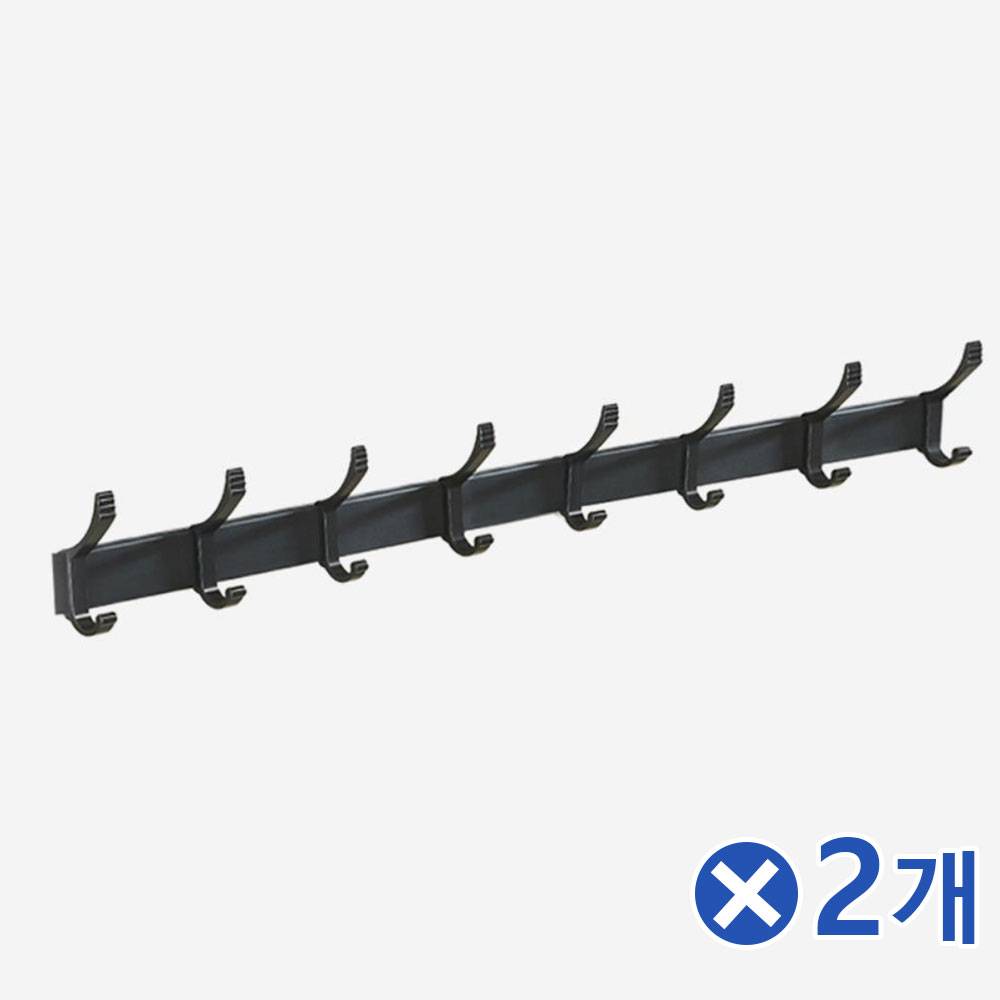 간격조절 슬라이딩 16구 후크 옷걸이 블랙x2개 욕실