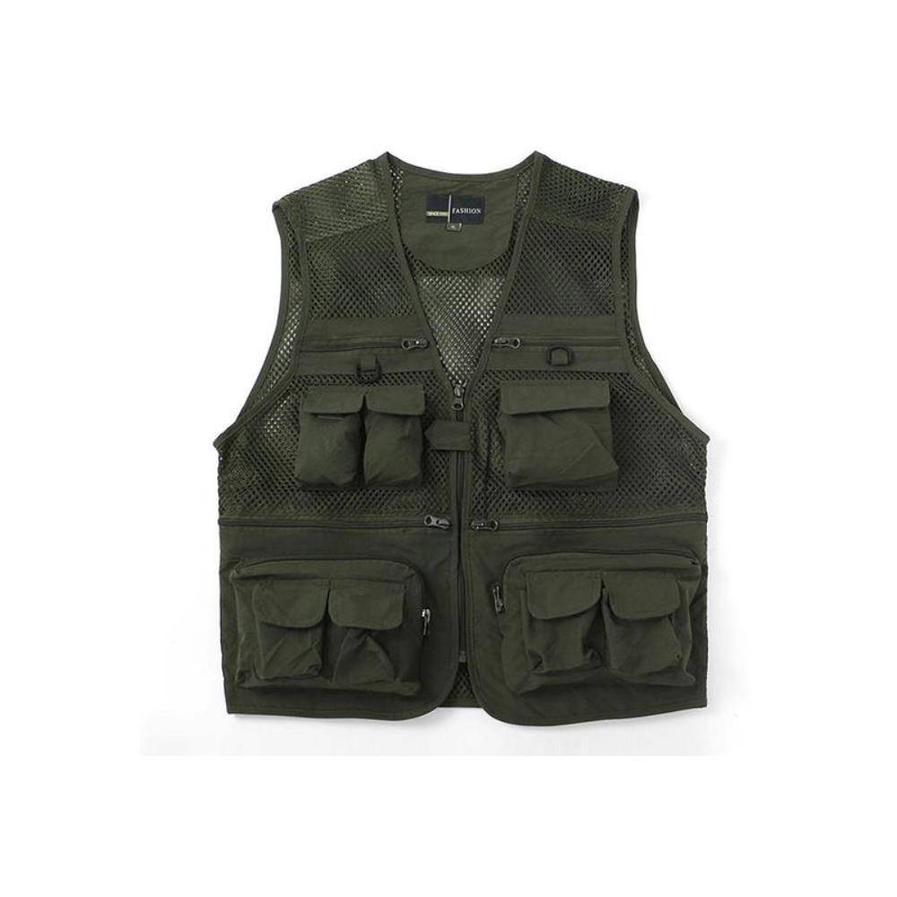 메쉬소재 레저 수납포켓 조끼(2XL) (그린)