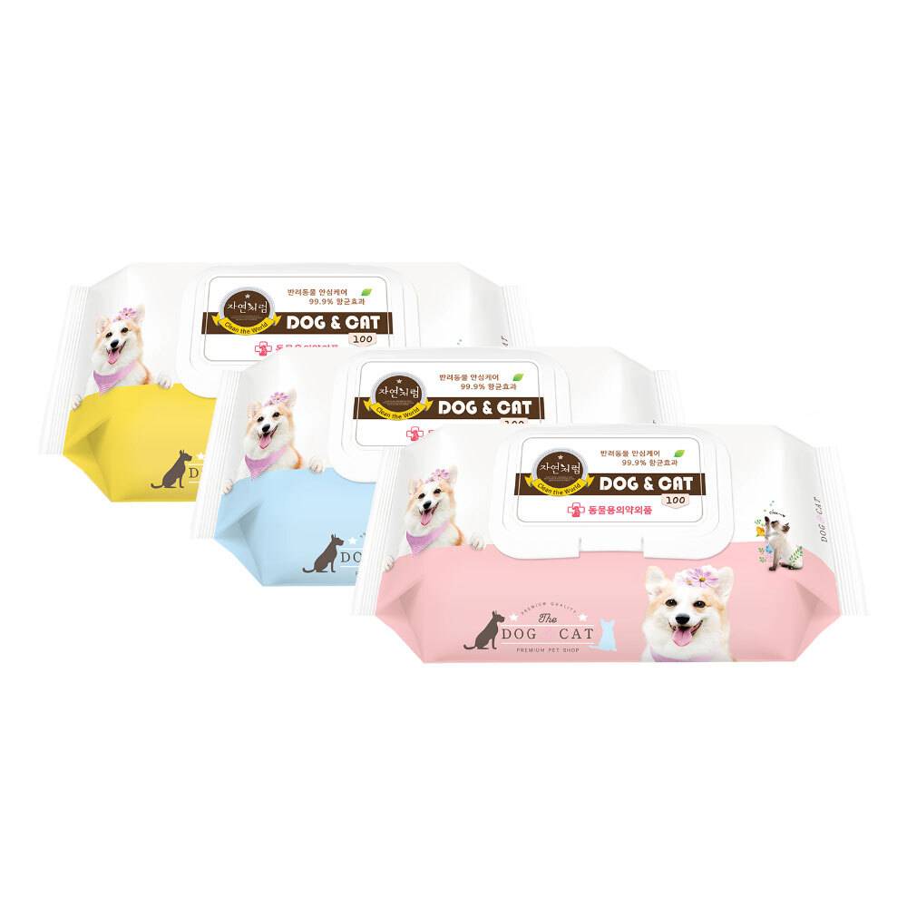 애완동물 강아지물티슈 고양이 위생티슈 100매 25개